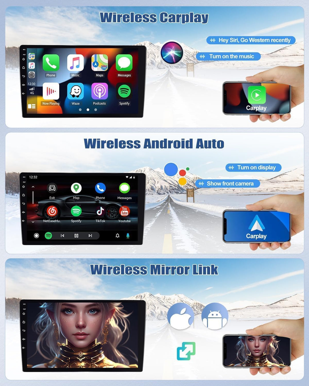 4G+64G CAMECHO Android 13 Autoradio für FIAT 500L 2013-2018 mit Navi Carplay Android Auto, 7 Zoll Bi