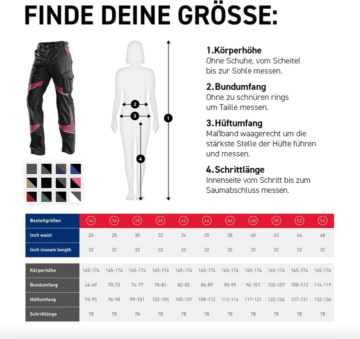 KÜBLER Workwear KÜBLER ACTIVIQ Damen-Arbeitshose schwarz/pink Schwarz/Pink 46, Schwarz/Pink 46