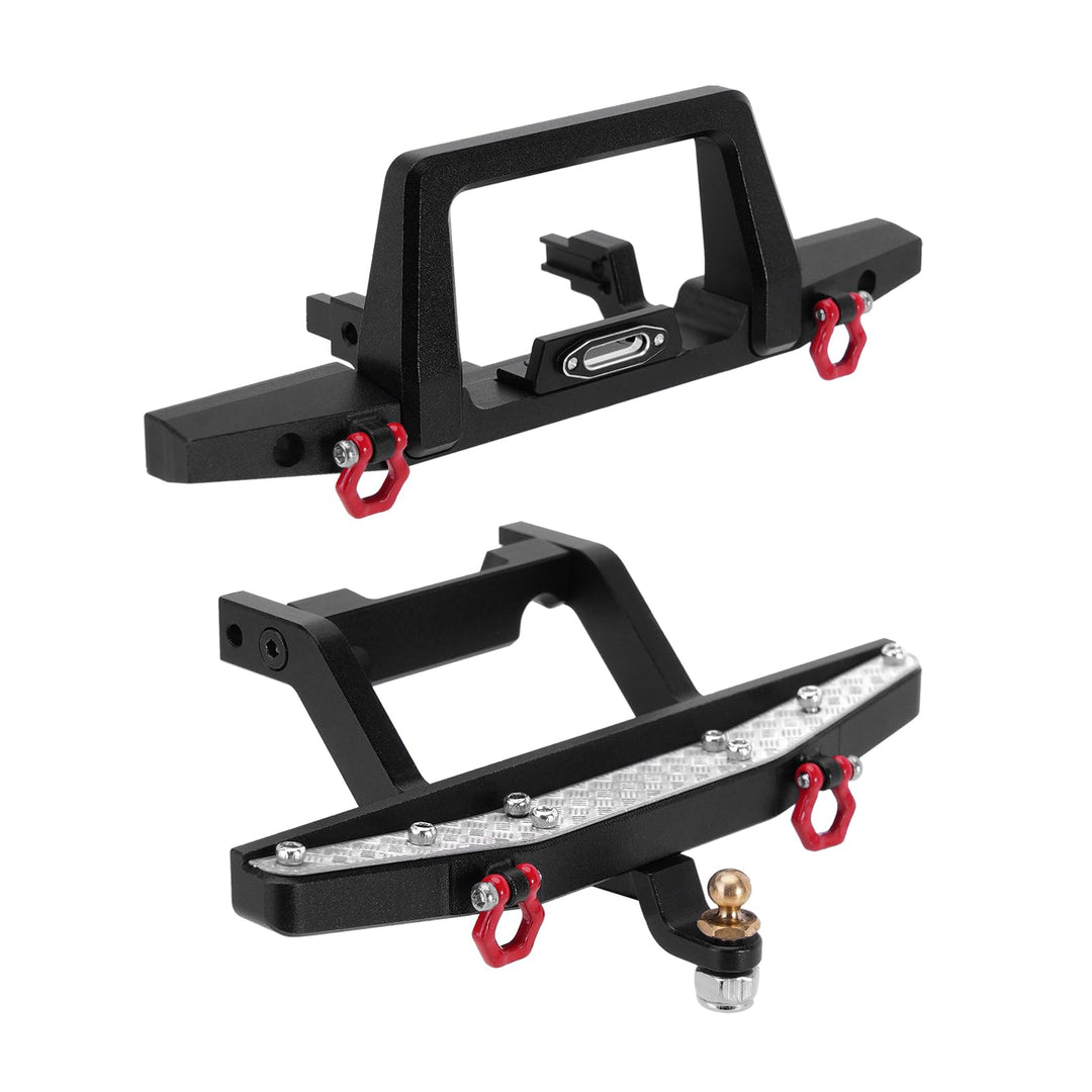 INJORA Vorne Hinten Bumper CNC Aluminium Stossstange 1/18 für TRX4M Defender Upgrade RC Crawler, Vor