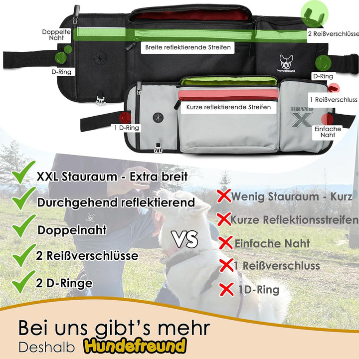 Hundefreund Leckerlitasche für Hunde XXL - Extra grosser reflektierender Leckerlibeutel mit Bauchgur