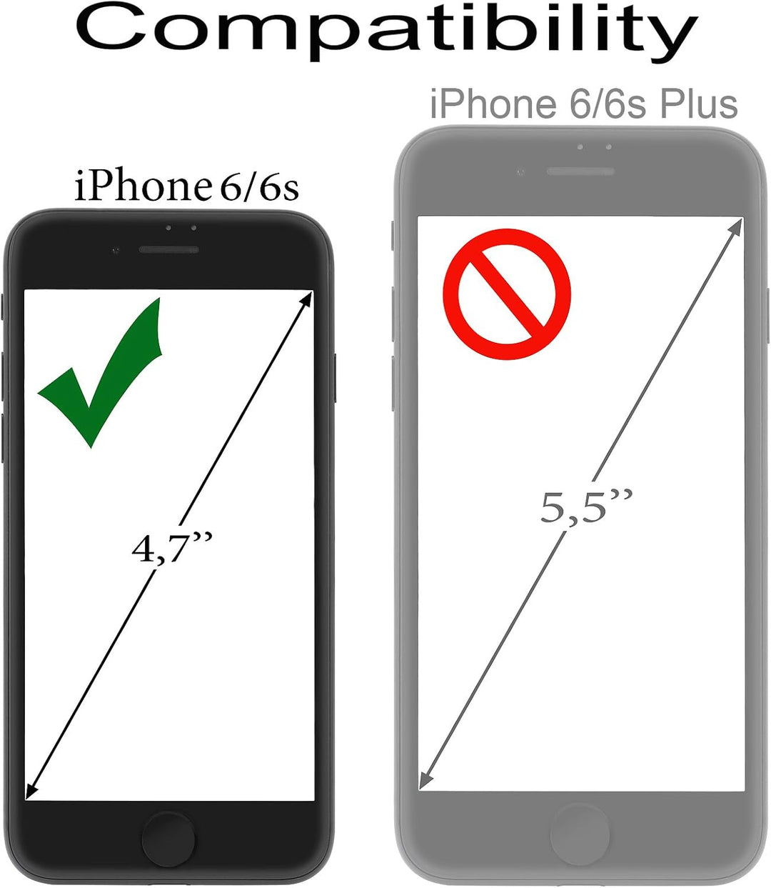 STILGUT Leder-Hülle kompatibel mit iPhone 6 Book Type mit Standfunktion, schwarz, Schwarz