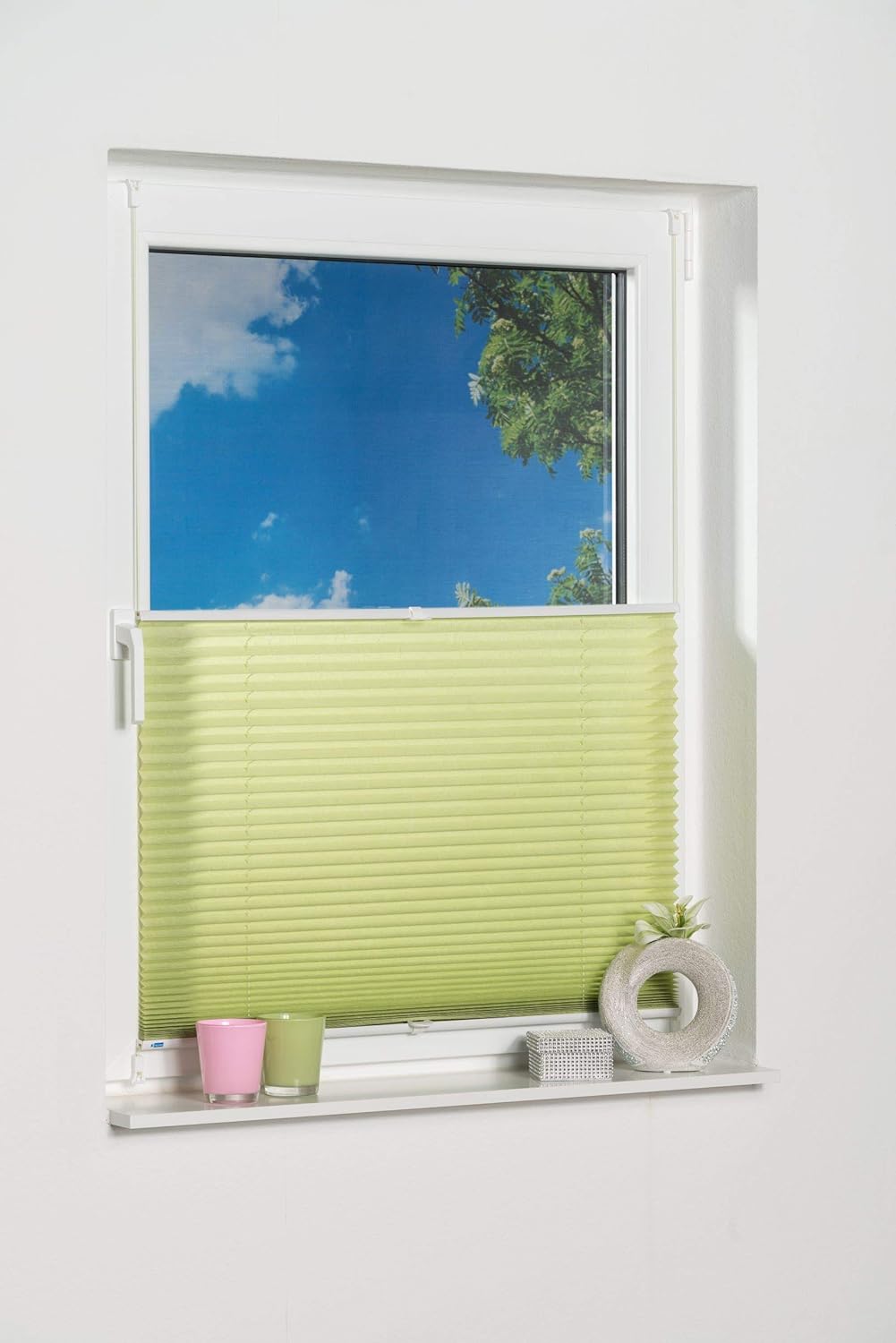 K-home Klemmfix-Plissee Grün 100 x 130 cm (B x L) Lichtschutz +++ Moderne Crushed Optik +++ 100 x 13