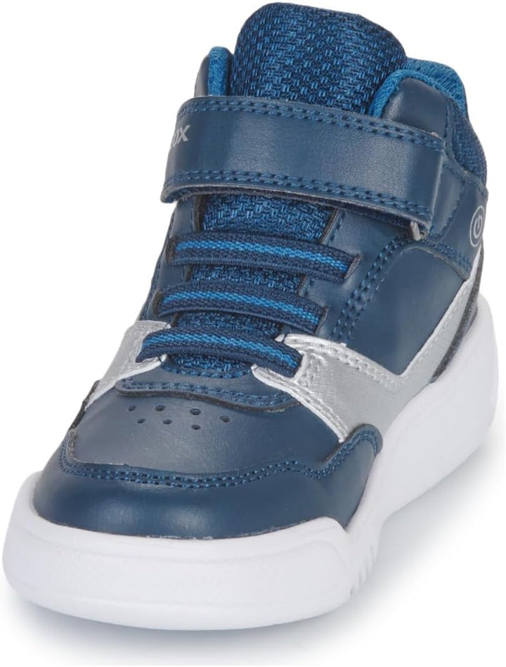 Geox Jungen J Illuminus Boy Sneaker 32 EU Navy Silver, 32 EU Navy Silver