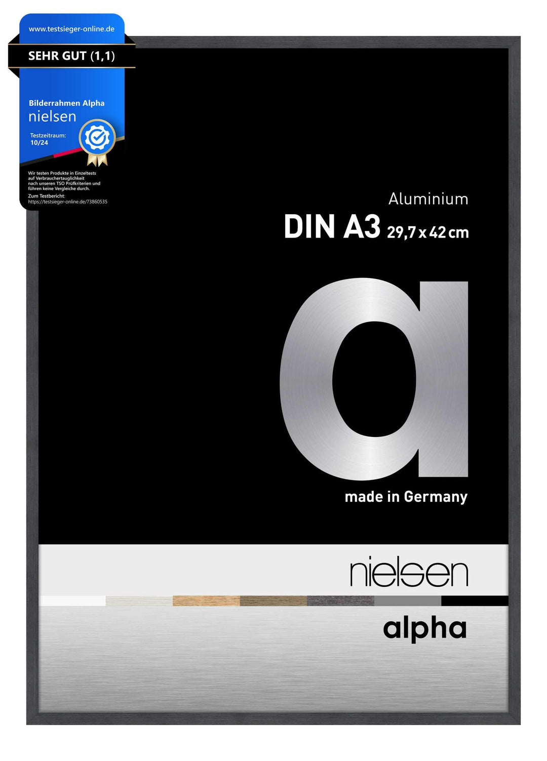 nielsen Aluminium Bilderrahmen Alpha, 29,7x42 cm (A3), Grau Grau 29,7 x 42 cm (A3), Grau 29,7 x 42 c
