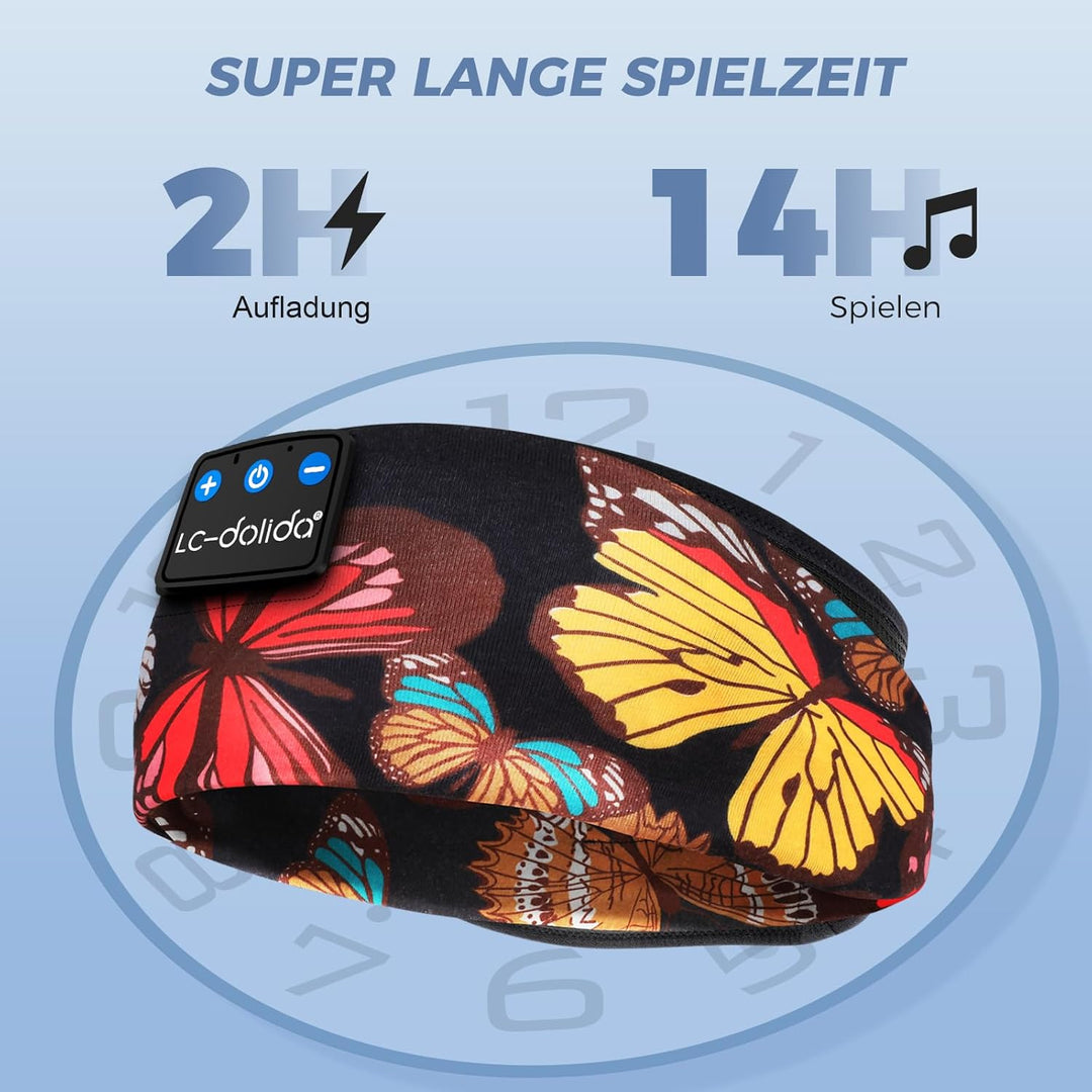 LC-dolida Schlafkopfhörer Bluetooth 5.4, Schlaf Stirnband Kopfhörer Headband Schlafmaske, Sportskopf