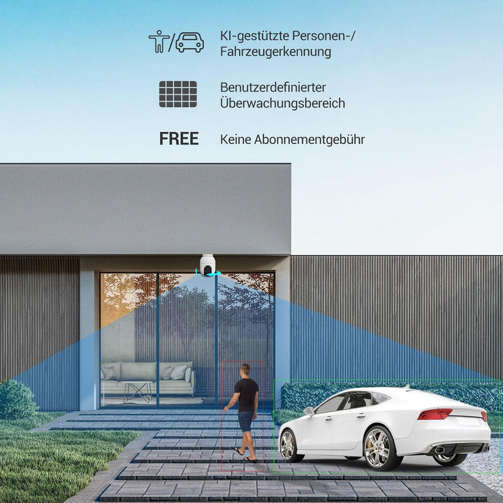 EZVIZ 5MP Pan&Tilt Überwachungskamera Aussen WLAN, 360° PTZ, Personen-/Fahrzeugerkennung, Zwei-Wege-