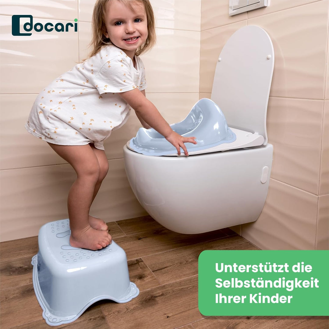 Toilettentrainer mit Treppe als Set Wahl blau – Toilettensitz Kinder und Stufenhocker für Kinder – T