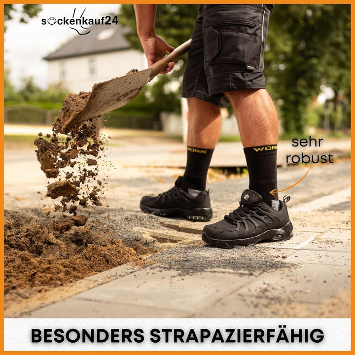 Herren Arbeitssocken (10 oder 20 Paar) WORK Socken Baumwolle 39-42 10 Paar | Schwarz/Grau Meliert, 3