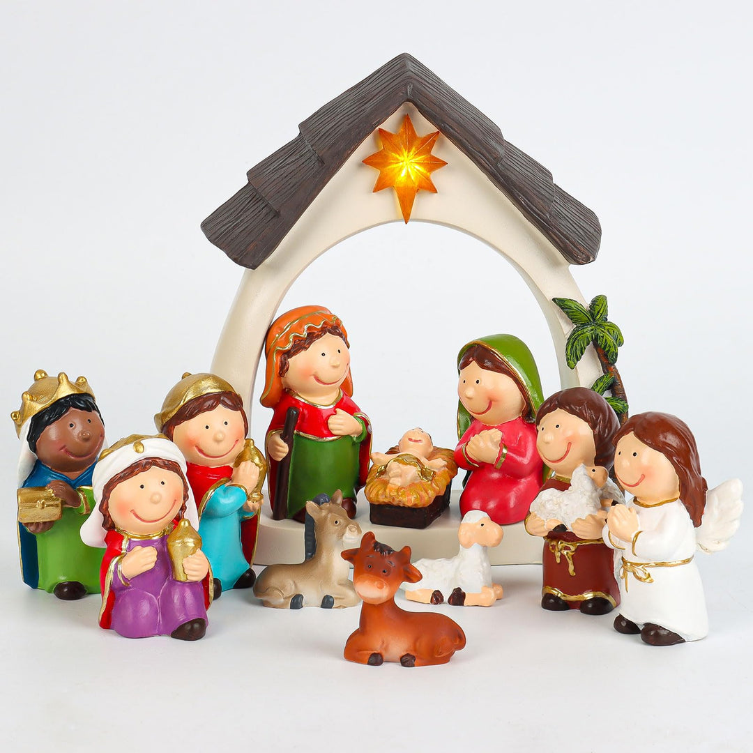 Weihnachtskrippe,Krippenfiguren Set für Oster,Oster-Auferstehungsszene-Set,Ostergeschenke Osterdekor