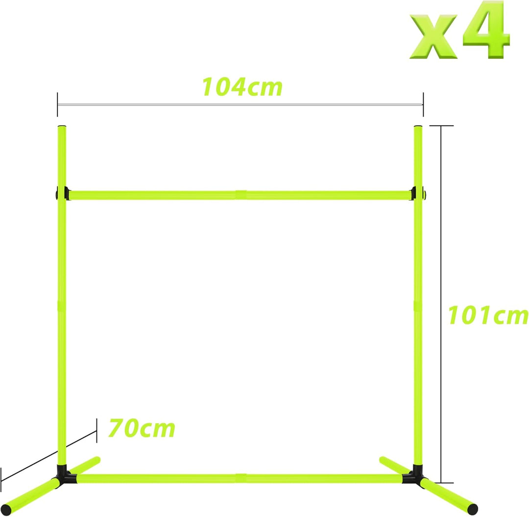 Agility Set Hunde Hürdenset Slalom Stangen Agility Ausrüstung für Hundetraining mit 4 x Hürden Höhen