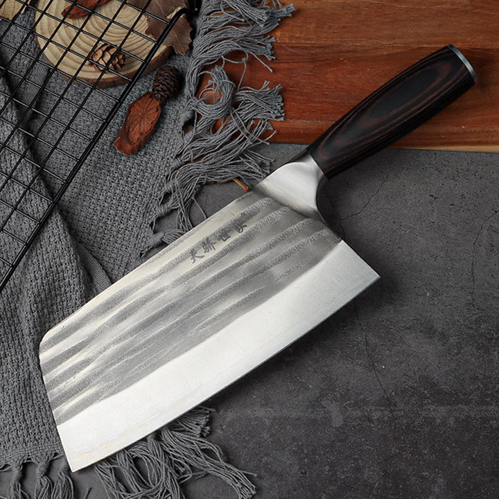 TJ POP Hackmesser Chinesisches Kochmesser Professionelles 18.8cm, Scharfer Fleischerbeil, 50CR15 Sta