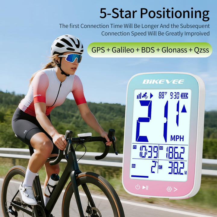 GPS Fahrradcomputer Kabellos Wasserdicht 2.4 Zoll FSTN Display IPX7 28h Akkulaufzeit Leichtes Fahrra