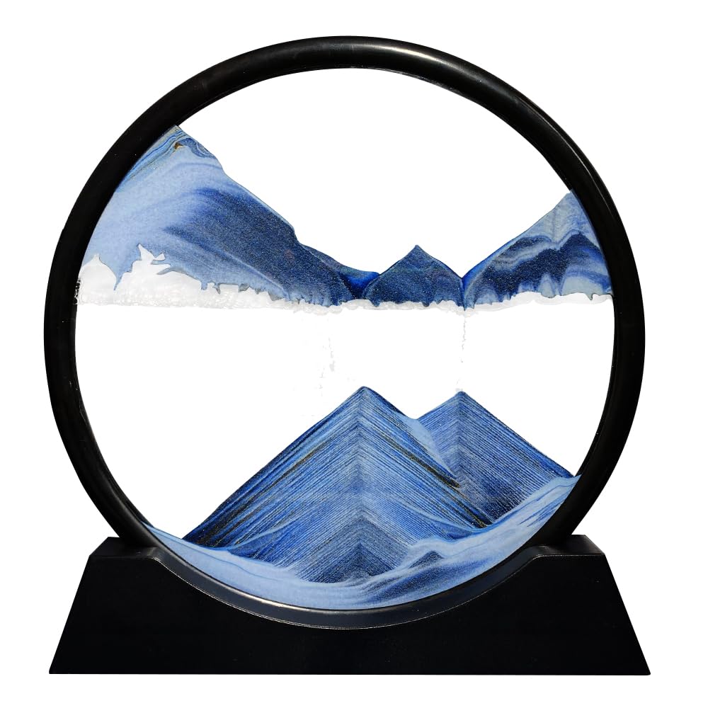 Aoderun Sandbilder Zum Drehen 3D Sanduhr Büro Deko Sand Rundes Glas Fliessender Sand Rahmen Beweglic