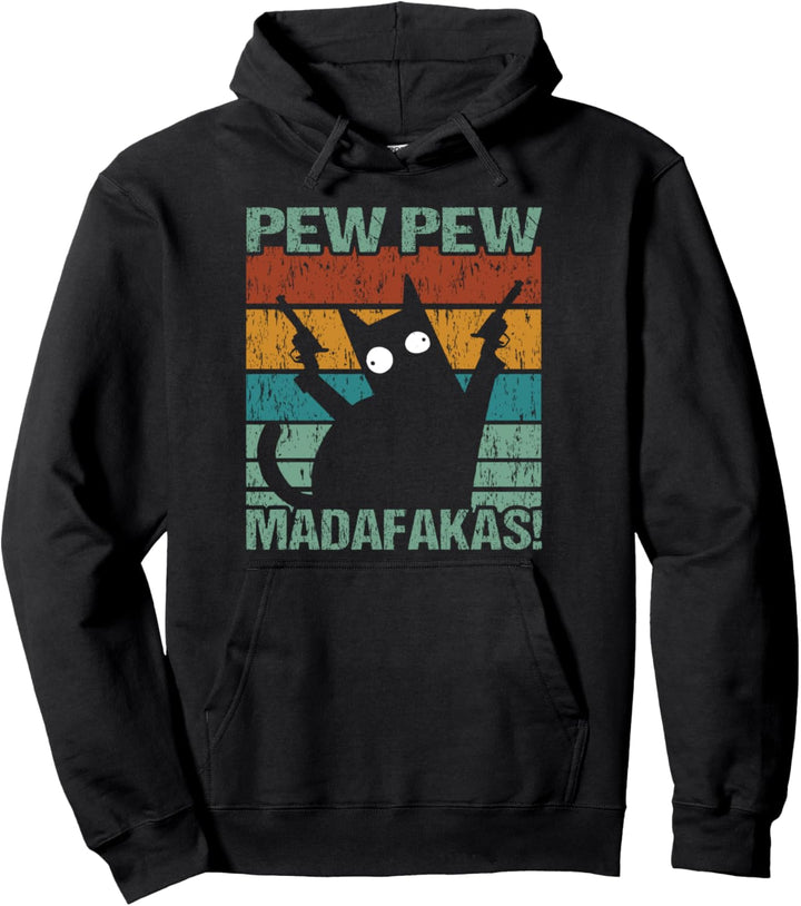 Pew Pew Madafakas verrückte Katze Witziger Spruch Kätzchen Pullover Hoodie