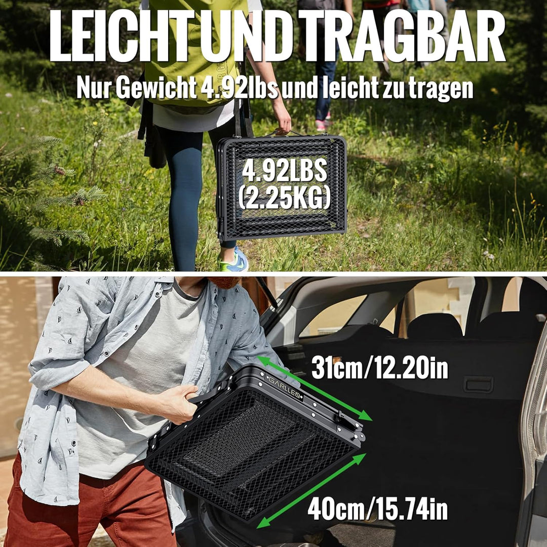 GARLLEN Grilltisch klappbar, 58x40cm &amp; 3 Höhenverstellbar(26/48/70cm), Leicht und Tragbar, Klapptisc