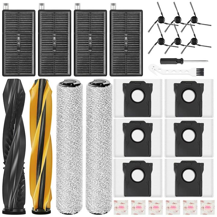 28 Stück Zubehör für Dreame Aqua10 Ultra Roller Complete Saugroboter | 2 Hauptbürsten, 2 Rollen Wisc