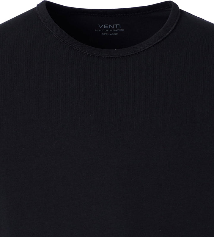 Venti Herren T-Shirt Halbarm Doppelpack 012500 Pflegeleicht, Schwarz