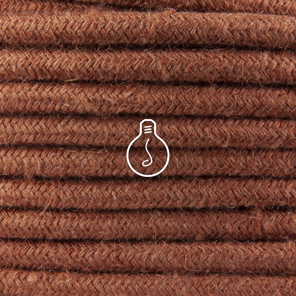 Amarcords - Textilkabel für Lampen BACKSTEIN, rund, Jute, 50 Meter, mit 2 Leiter 2x0,75 - Stoffkabel
