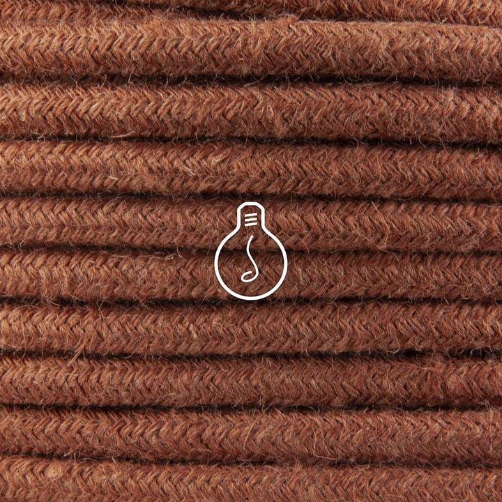 Amarcords - Textilkabel für Lampen BACKSTEIN, rund, Jute, 50 Meter, mit 2 Leiter 2x0,75 - Stoffkabel