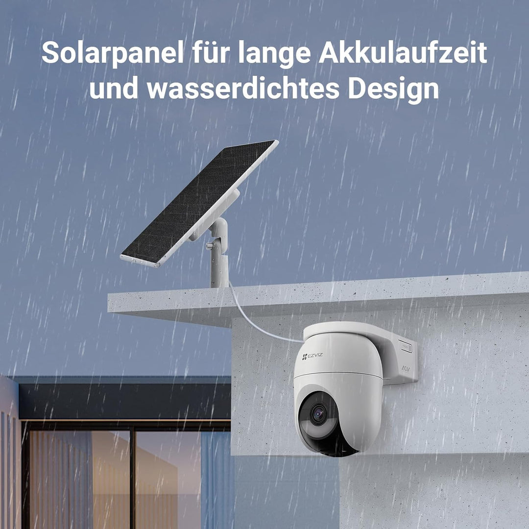 EZVIZ CB8 4MP Solar/Akku Überwachungskamera Aussen, 360° PTZ Kabellose WLAN-Aussenkamera, Farbnachts