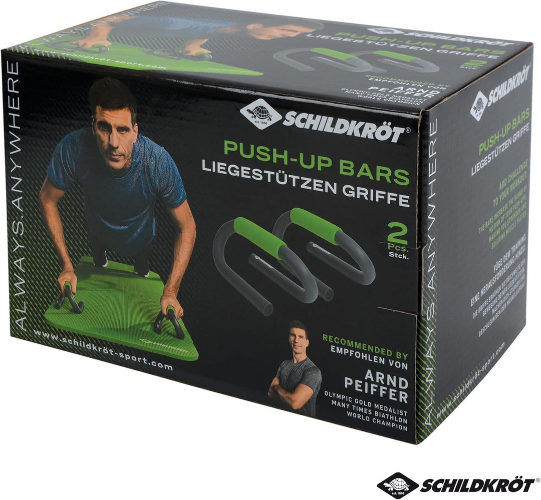 Schildkröt Push Up Bars, 2 Liegestützengriffe, Anthrazit-Grün, in 4-Farb Karton Anthrazit-Grün, 9600