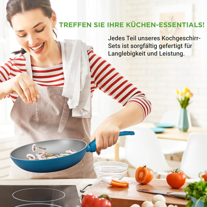 NutriChef NCCW12GR Kochgeschirr-Set, antihaftbeschichtet, PTFE/PFOA/PFOS-frei, hitzebeständiger Lack
