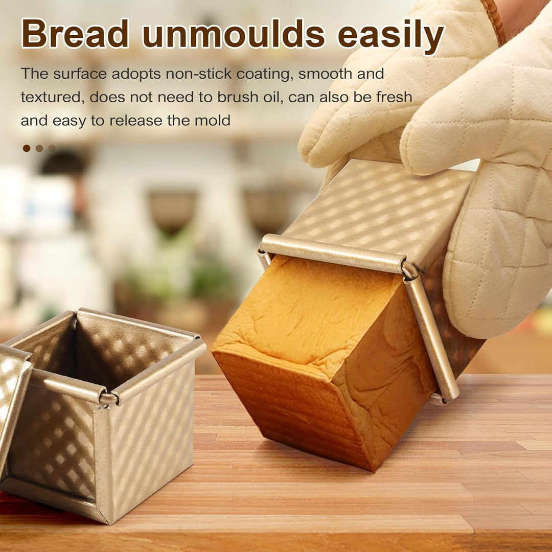 TAIYANYU 6 x Brotbackform mit Deckel, Toastform, Brot, Pullman, Laib mit Deckel, antihaftbeschichtet