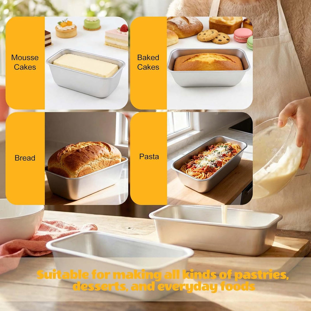 Brotbackform 4er-Set, Rechteckige Kastenform Backform aus eloxiertem Aluminium mit Antihaftbeschicht