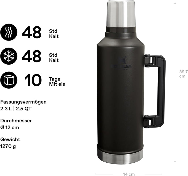 Stanley 1913 Classic Legendary Thermosflasche 2.3L - Black | Hält 48 Std. heiss oder kalt - Auslaufs