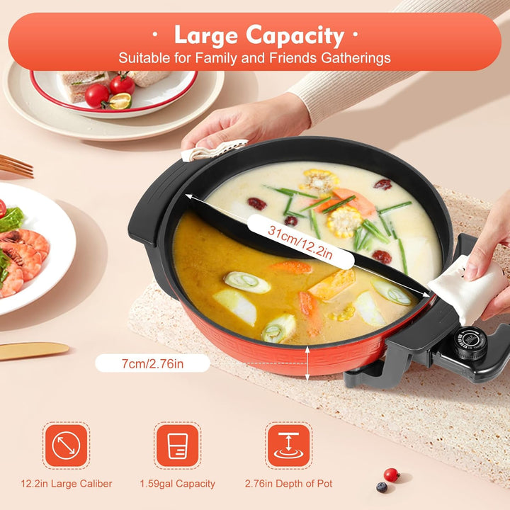 Shabu Hot Pot Elektrische Feuertopf Kochtopf 6L Heisser Topf Yin Yang Hotpot MultifunktionalePfanne