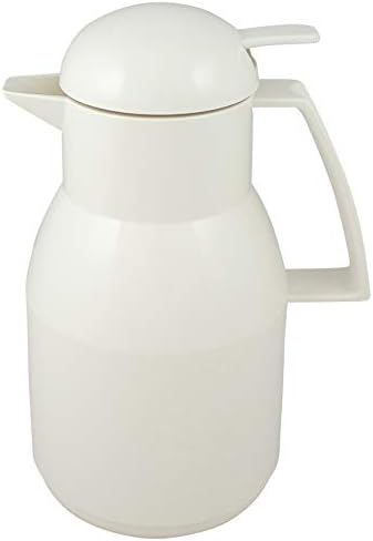 Helios Top Push Thermoskanne Weiss 1L – 6h Heiss - Hält Getränke heiss &amp; kalt – Einhandbedienung – E