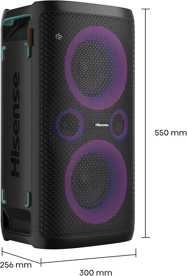 Hisense HP 110 Party Rocker One Plus- Tragbarer Party Lautsprecher mit Karaoke Modus inkl. 2 Mikrofo