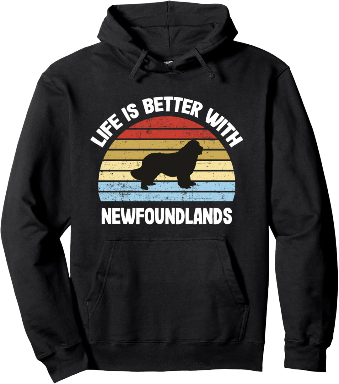 Retro Neufundländer Hundegeschenk Pullover Hoodie