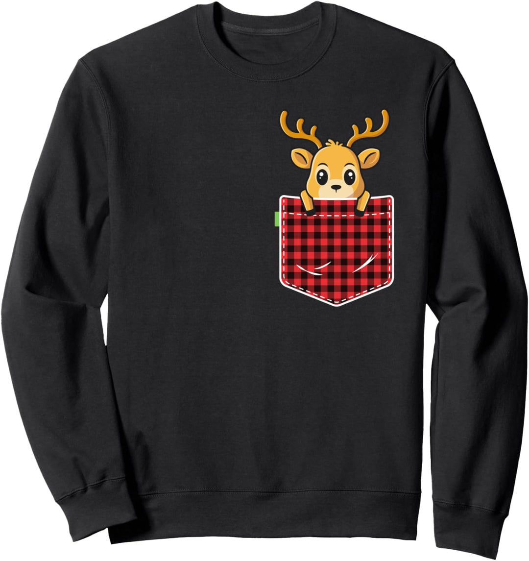 Christmas T Shirt For Women Kids Pocket Animal Reindeer Sweatshirt