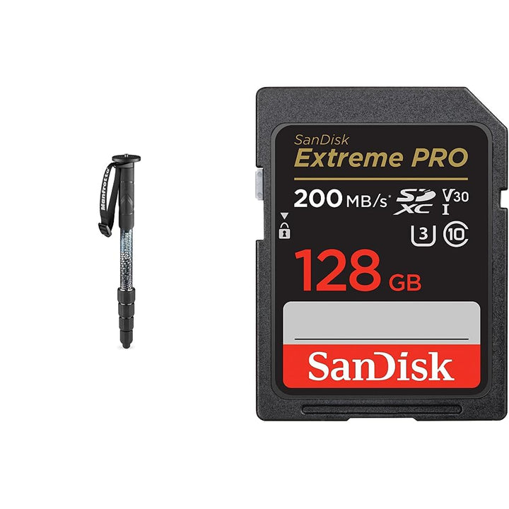 Manfrotto Element MII MMELMIIA5BK, leichtes Alu-Reise-Einbeinstativ & SanDisk Extreme PRO SDXC UHS-I