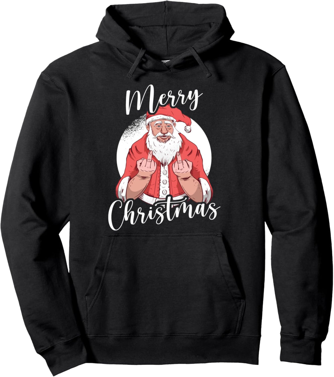 Weihnachtsmann Mittelfinger Merry Christmas Weihnachtsfeier Pullover Hoodie
