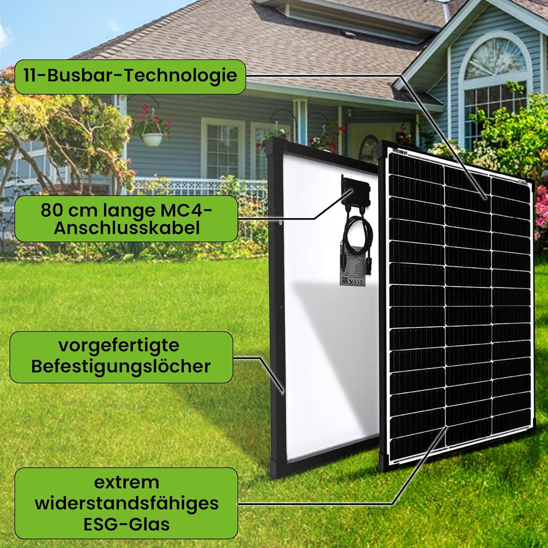Offgridtec 130W Mono Solarpanel 20V Black Frame V2 130W 20V Schwarz, 130W 20V Schwarz