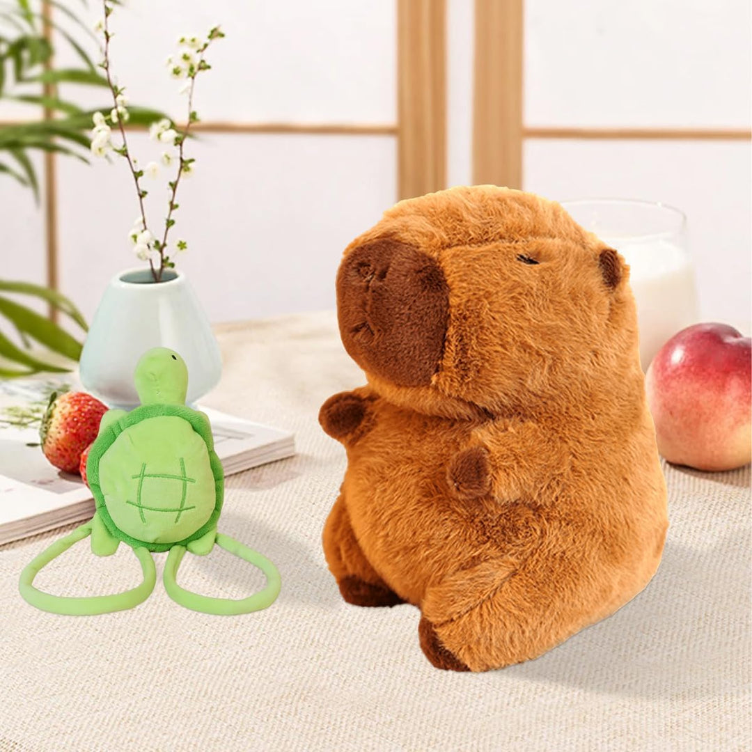 Meleager Capybara Kuscheltier, Plüschtier für Kinder, Capybara mit Schildkrötenrucksack, Stofftier G