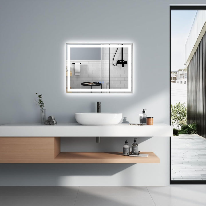 YOURLITE Badspiegel mit Beleuchtung 80x60cm, LED Spiegel Bad, 3 Lichtfarben dimmbar, Badezimmerspieg