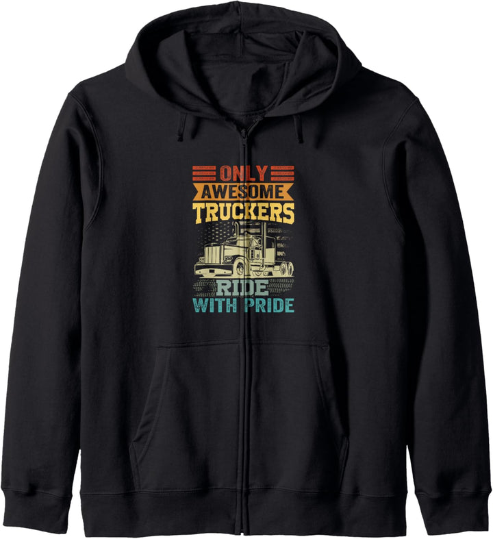 Only Awesome Truckers Ride With Pride - Funny Driver Kapuzenjacke