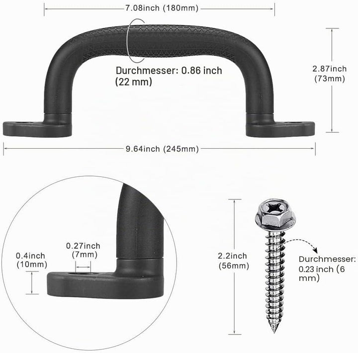 BeneLabel rutschfeste Solide Handgriffe, 18cm Sicherheitsgriffe Klettergeräte Greifer Griffe für Spi