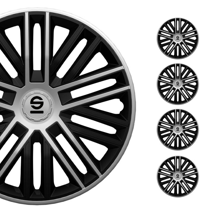 Sparco Radzierblenden Bergamo - 16-Zoll - Schwarz/Silber - Satz mit 4 Stück