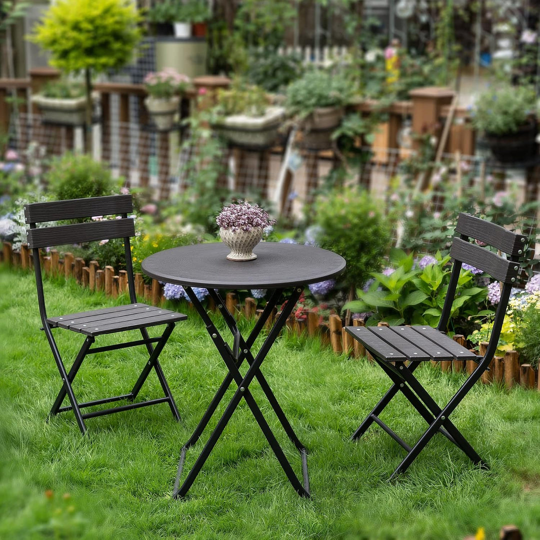 Rebecca Mobili Klapptisch, Balkontisch, Hdpe Stahl, Grau Schwarz, Bistro Garten Möbel - Masse HxBxT:
