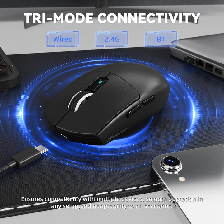 MAMBASNAKE x Attack Shark G3PRO Gaming-Maus mit Magnetischer Ladestation, BT/2.4G Wireless/Kabel, Pi