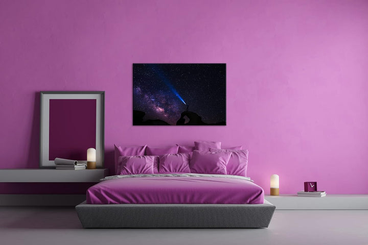 deyoli Lichter bei Nacht Format: 60x40 als Leinwandbild, Motiv fertig gerahmt auf Echtholzrahmen, Ho