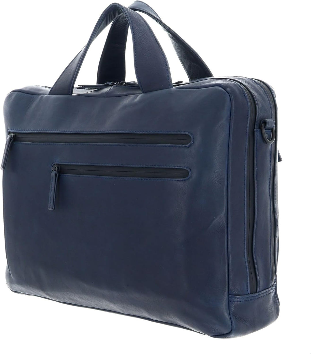 Leonhard Heyden Den Haag - Aktentasche 2 Fächer Leder 15" 40 cm Blau, Blau