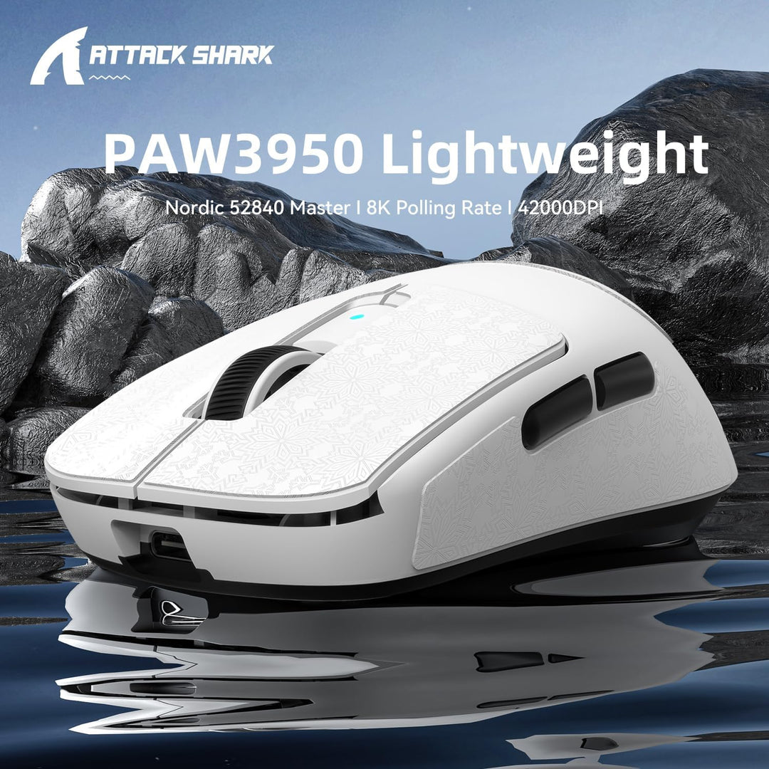 MAMBASNAKE x ATTACK SHARK R6 39g SUPERLIGHT Mouse with Grip Tape, PixArt PAW3950MAX Gaming Sensor, W