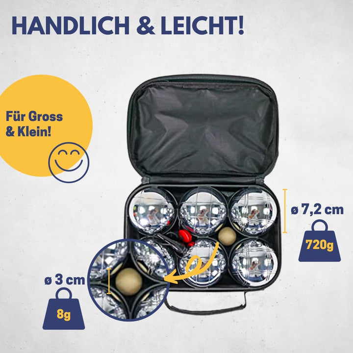 BEST SPORTING Boules-Set Metall I 6 Boule Kugeln &amp; 2 Zielkugeln I Boccia Spiel Outdoor I Boule-Set K