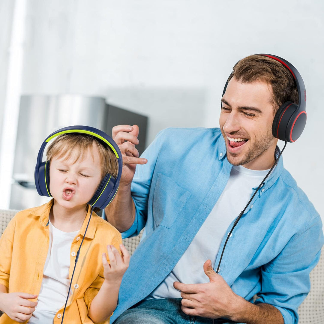 RORSOU R10 Over-Ear Kopfhörer mit Mikrofon, Leichtgewichtige klappbare Stereo-Bass-Headset mit 1,5 m
