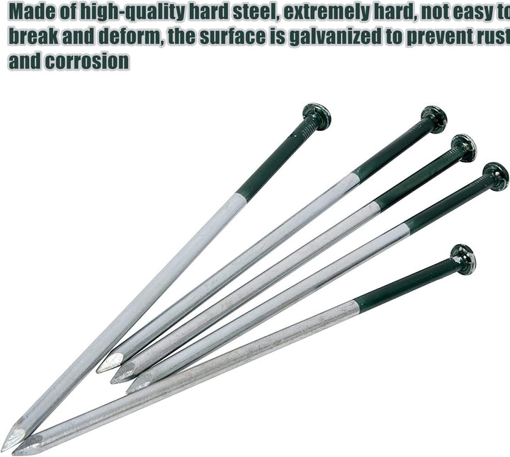 KAHEIGN 50Pcs Kunstrasennägel Stahlnägel Set, 5mm x 150mm verzinkte Rundkopfnägel Nagel-Set zur Befe